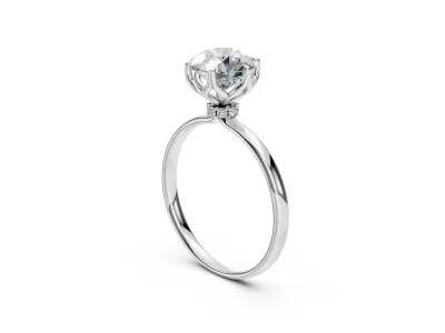 Solitaire Ring with Flower Crown 3D print model