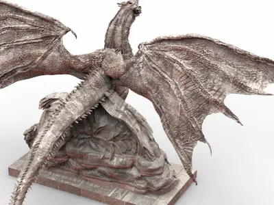Dark Dragon Killgharrah  With abstract model stand 3D model