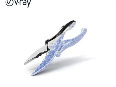 Versatile Pliers with Rubberized Grips and Metallic Finish mo... Low-poly 3D model