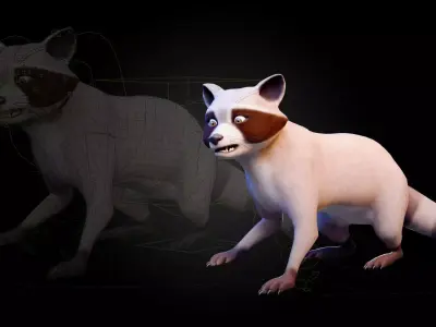 Stylized Raccoon - Rigged Cartoon Animal Character Low-poly 3D model