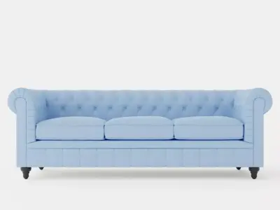 Chesterfield Luxury Velvet Sofa 3 Seater Low-poly 3D model