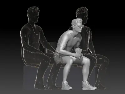 spectator at sports stadium boy 3 3D print model