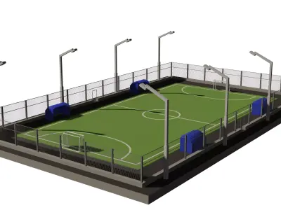 Cartoon Low Poly Mini Football Field Low-poly 3D model Low-poly 3D model