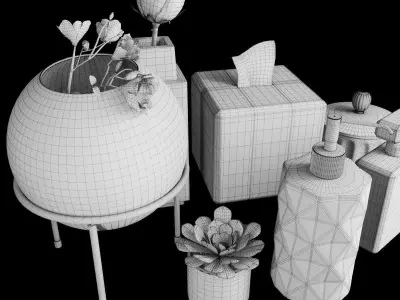 Decorative set 2 bathroom with soap dispensers and perfume bo... 3D model