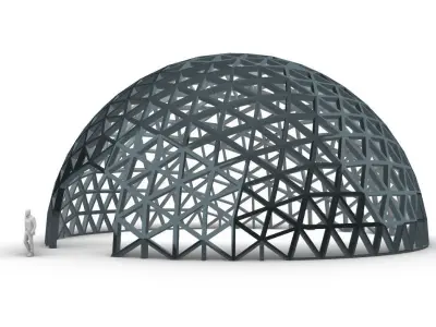 Geodesic Dome V3 Large with Frame and Panels and Entryway 3D model