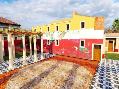 Roman villa well crafted 3D Model with details and textures   Low-poly 3D model