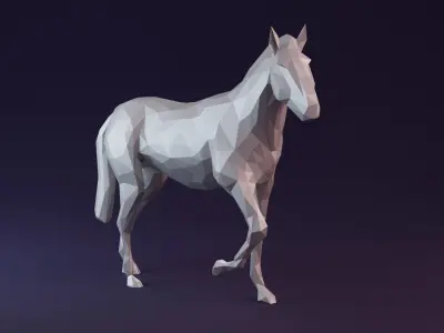 Low poly horse polygonal Low-poly 3D model