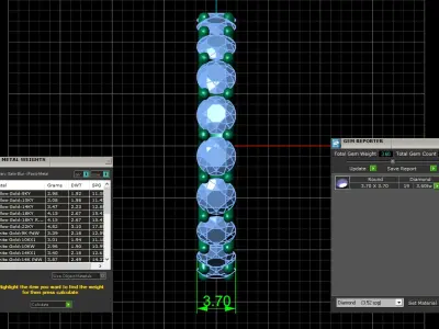 U Shaped Eternity Ring 3 point 7 mm stone size swiss 17 and EU57 3D print model
