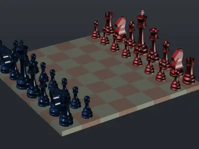 Chess Set table made of glass and metal Free 3D model