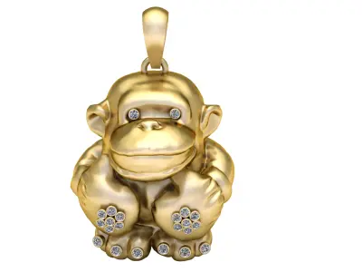 MONKEY ANIMAL PENDANT 3D PRINTABLE MODEL  3D print model