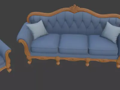 Disney style Cartoon sofa set 3D model