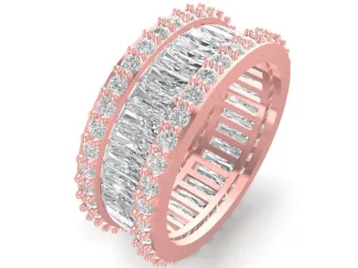 Luxury Baguette and Round Diamond Eternity Ring for Women 3025 3D print model