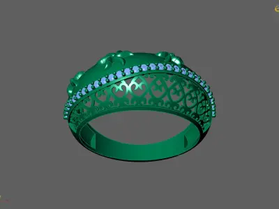 Women Ring With Stone Diamond Ready STL 3DM Models Womens Rings  3D print model