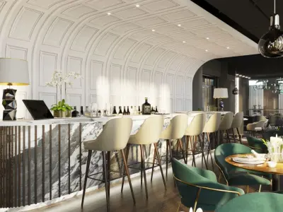 Luxury Lounge Bar Restaurant 3D Model Scene - Editable 3D model