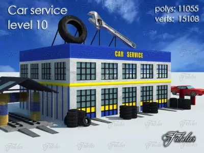 Car service level Low-poly 3D model