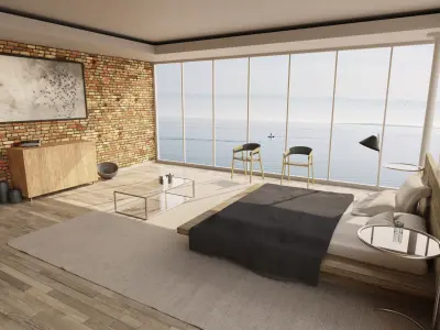 Bedroom interior design - sea view  3D model