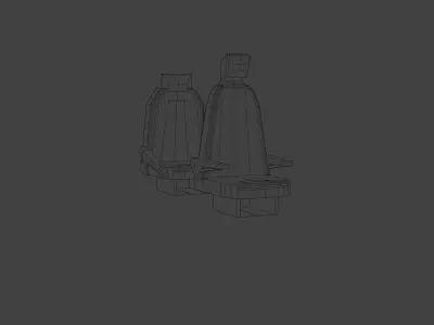 2 simple car seats low poly Low-poly 3D model