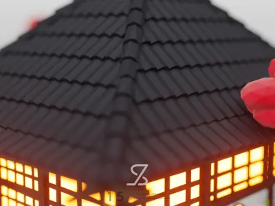 Japanese House Free low-poly 3D model