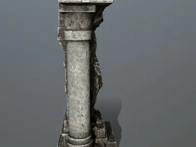 statue 2 column with Low-poly 3D model