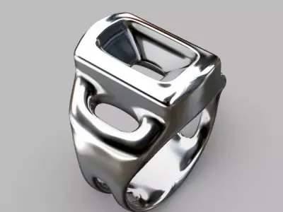 Jewelry3dfile45 silver ring with square shape 3D print model