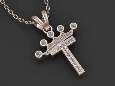 T letter pendant 3D print model