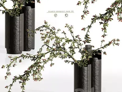 plants bouquet vase 34 3D model