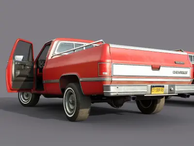 Chevrolet C10 1982 Red Low-poly 3D model