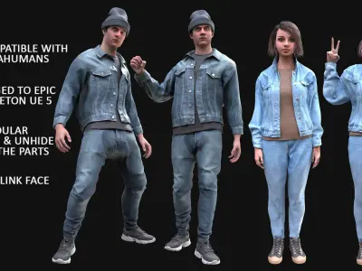 Mens and Womens Autumn Outfits 3D Model Collection