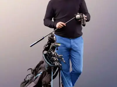 Golf Player Waiting - 3D Model Low-poly 3D model