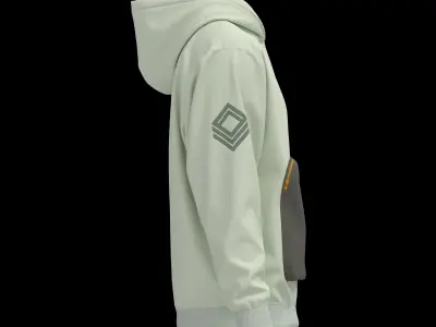 Male hoodie pocket zipper print logo 3D model