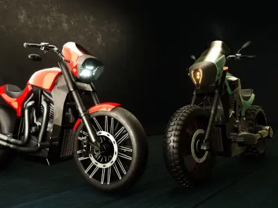 Modular Motorbike Low-poly 3D model