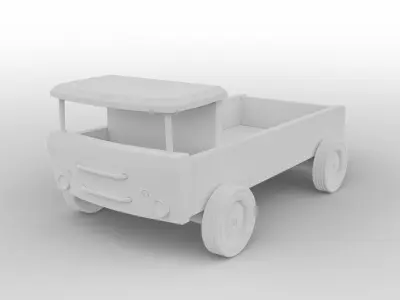 Wooden Retro Toy Truck in Dust 3D model