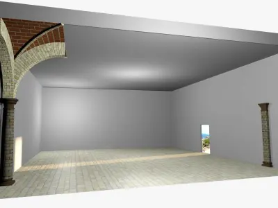 Vaulting 2-5  Romanic  750cm spaced  thick arches and thin curbs Low-poly 3D model