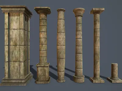 Medieval column Low-poly 3D model