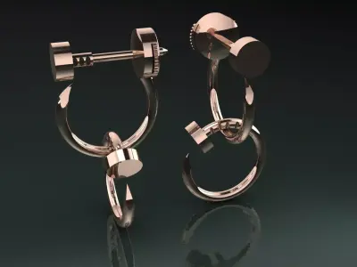 Juste un Clou earrings  double earring 3d proint model 3D print model