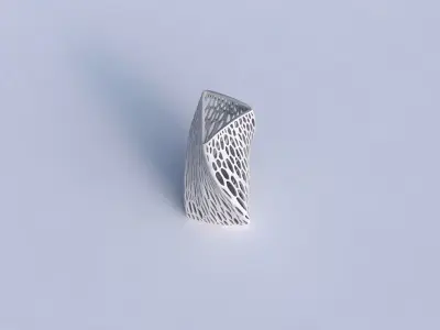 Vase twist curved tipping triangle with fine organic lattice 3D print model