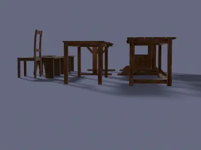 Medieval Furniture Low-poly 3D model