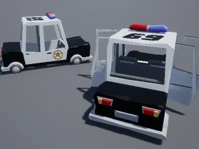 Cartoony Stylized Police Car Low Poly Low-poly 3D model