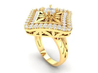 Luxury Square Halo Diamond Ring for Women  540 3D print model