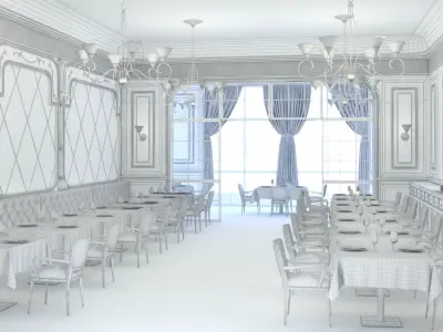 Classic restaurant scene 3D model