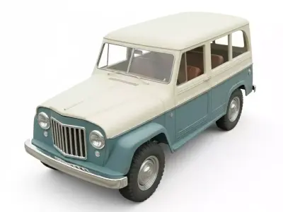 Vintage Utility Wagon Low-poly 3D model