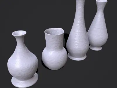 Earthenware Clay Pottery Jugs Low-poly 3D model