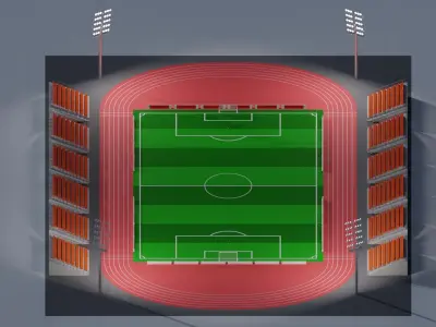 Football soccer stadium seat Low-poly 3D model