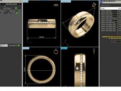 Band 3dm Render Details gold wedding with diamonds 3D print model