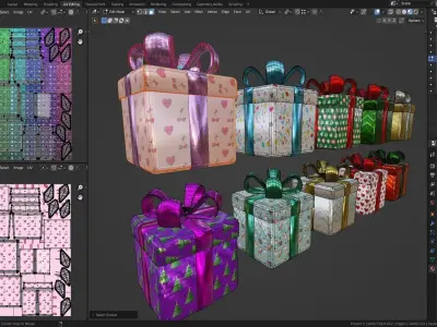 Holiday Presents Low-poly 3D model