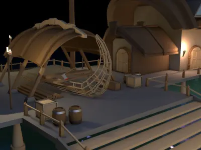 Seaport viking ship Low-poly 3D model