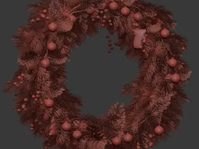 Christmas thick wreath of coniferous branches 3D model