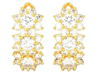 Decorative diamonds english lock earrings 3D print model  3D print model