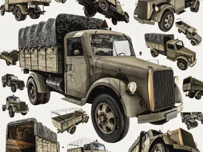 Old Transport Truck  Low-poly 3D model
