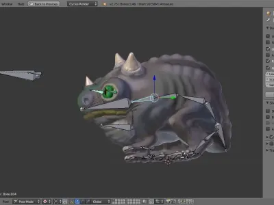 little alien reptile creature RIGGED 3D model